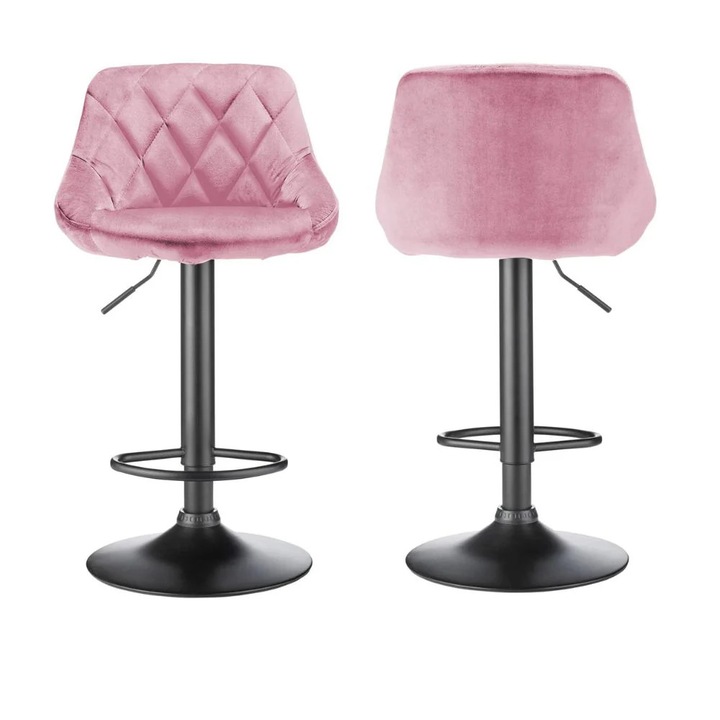 Bárszék szett, magasságban állítható, forgó, bársony kárpitozású, lila