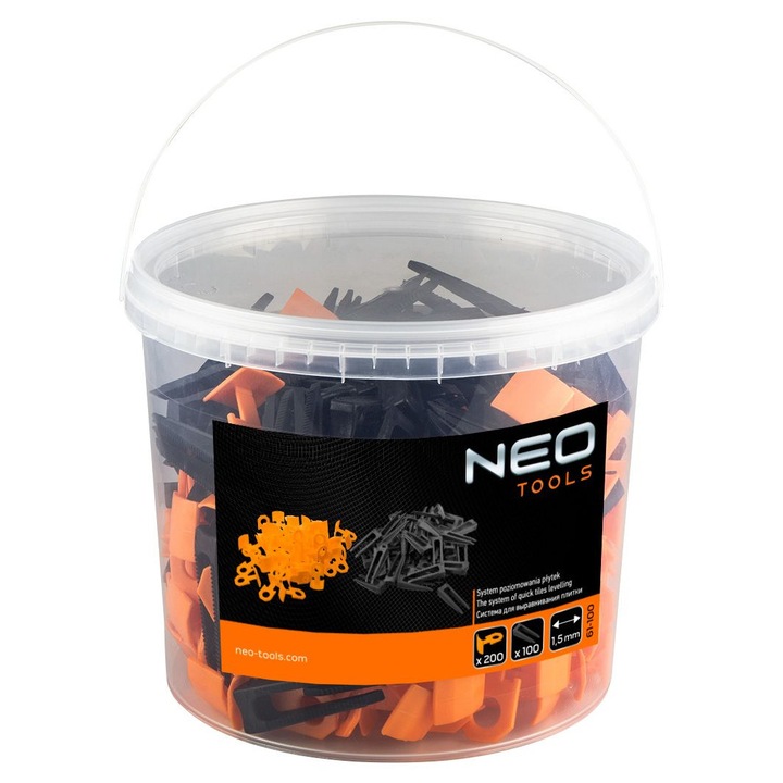 Set de nivelare gresie, 300 de bucati, 1.5mm, Neo 61-100