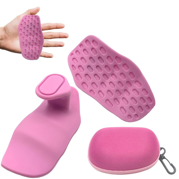 Szilikon fitneszkesztyűk, csúszásgátló tenyértámasz, bőrkeményedés elleni védelem súlyemeléshez és súlyzókhoz (rózsaszín)