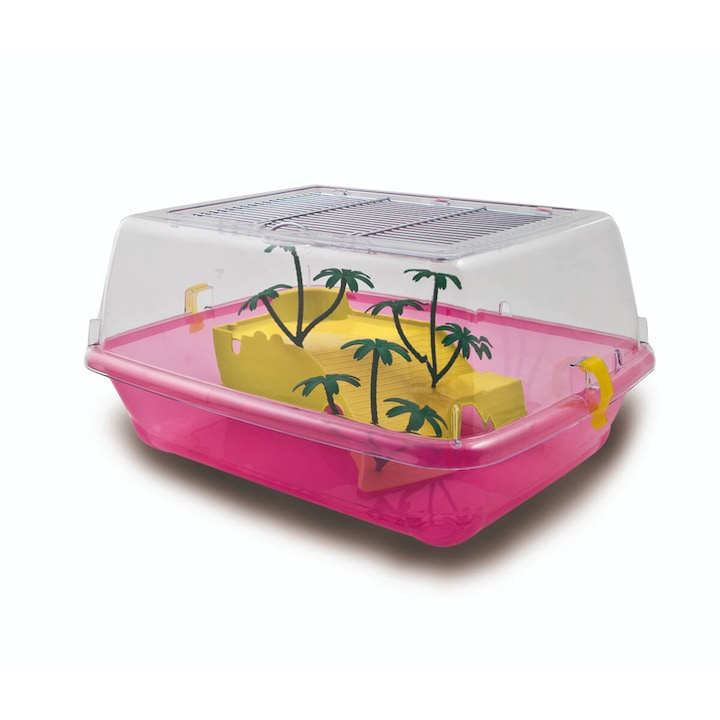 Terariu Broaste Testoase Mici, ELBA Mic - 39x32x20h cm, Bol Acoperit, Bazin Testoasa Echipat cu Insula si Palmieri, MPB