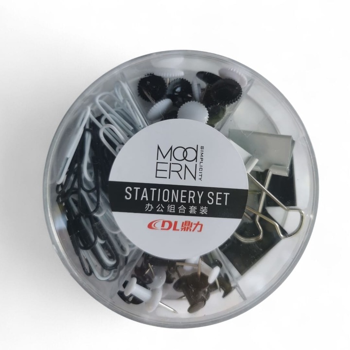 VisionXXI Комплект за организиране на офиса, 94 части – черно-бели цветове