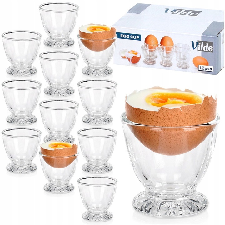 Set 12 Suporturi Pentru Oua, Vilde, 5x5 cm, Sticla, Potrivite Pentru Masina De Spalat Vase, Forma Profilata Corespunzatoare, Utilizare Universala, Transparent