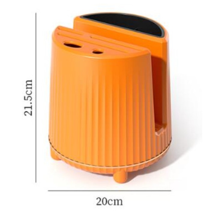 Пластмасова поставка за прибори за хранене, въртяща се на 360 градуса, многофункционален органайзер за кухненски прибори, 21x 20 x 21,5 см, оранжева