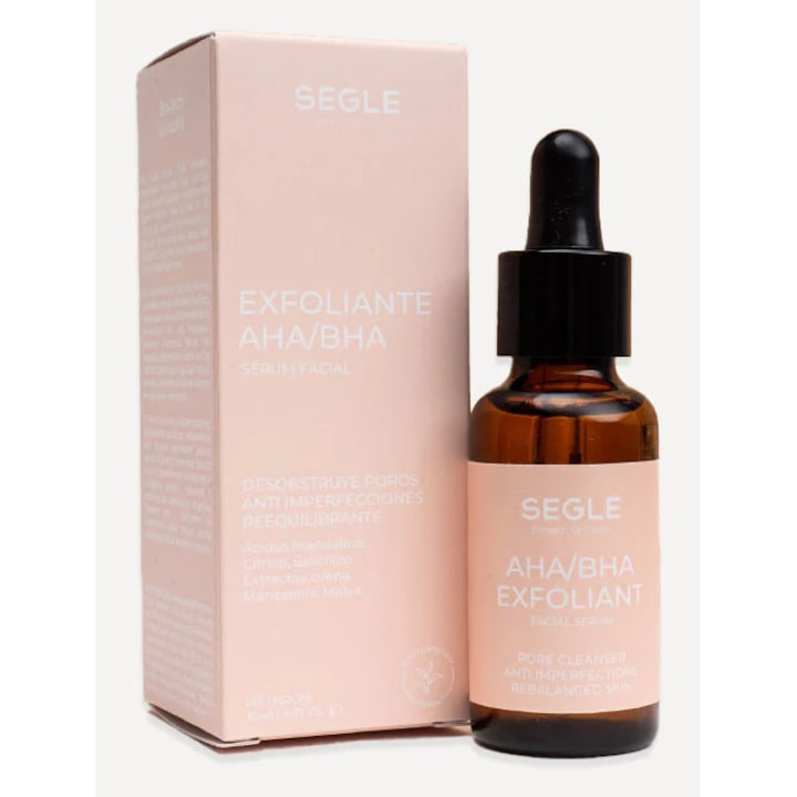 Ser exfoliant AHA/BHA SEGLE 30 ml antiacneic si seboregulator, creat prin biotehnologie, cu acid salicilic 2%, acid mandelic, acid citric, acid fitic, reechilibreaza tenul gras / cu tendinta acneica