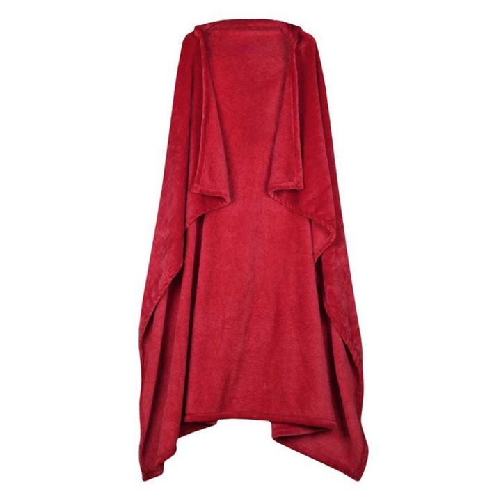 Pelerina cu gluga de Mos Craciun, patura din plus, 150 x 110 cm