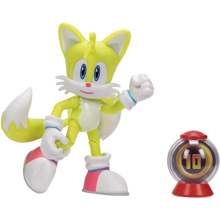 Фигурка Sonic the Hedgehog, Jakks Pacific, Tails modern, 4 инча, с пръстен