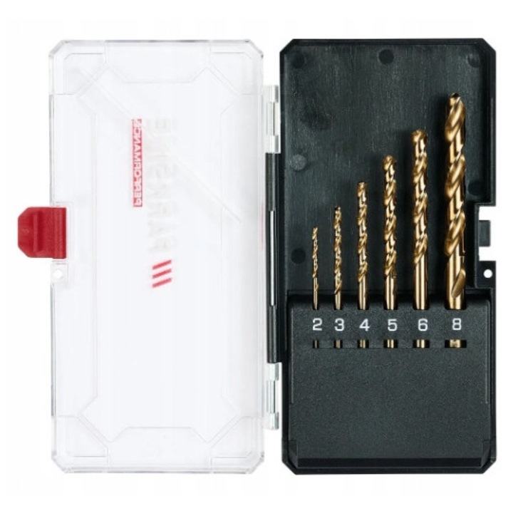 Set de burghie HSS Parkside PHSB 6 A1, 6 piese, 2-8mm, auriu