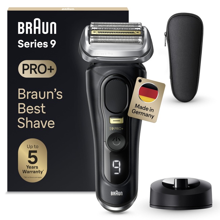 Braun Series 9 Pro+ elektromos borotva, 5 borotvaelem, fekete, akkumulátoros