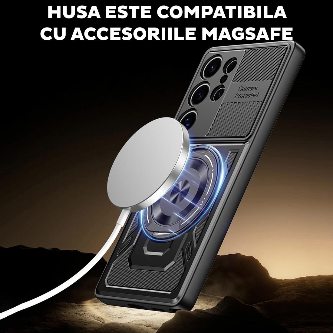 Husă pentru Samsung Galaxy S26 Ultra, DaDen RuggedCam, Antisoc, Gri, Dimensiuni: 10x15x22cm