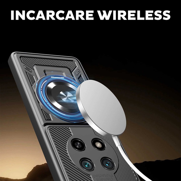 Honor Magic 7 Lite / X9c DaDen® RuggedCam MagSafe tok, ütésálló, vezeték nélküli töltés, forgó gyűrű, kameracsúszka, kék
