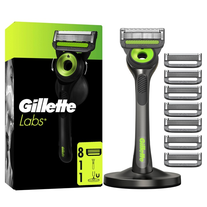Gillette elektromos borotva, 1 nyél, 8 penge, mágneses állomással