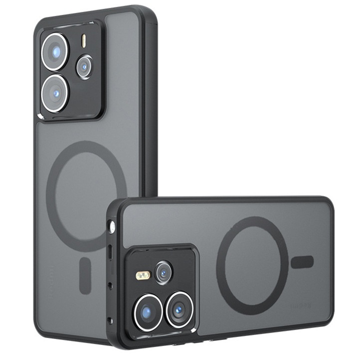 Husa Fortify MagSafe pentru Xiaomi Redmi Note 14 5G, Hard TPU Case, Colturi Airbag, Magnetica, Matte Structure Anti-Shock, Neagra