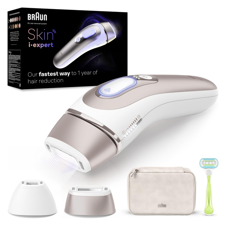Braun Smart Ipl 7 Skin IExpert IPL epilátor, fehér/rózsarany, szett tokkal, Venus borotvával és 2 tartozékkal
