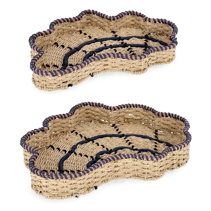 Set 2 tavi decorative hartie natur albastra Kya 44x30x6h; 50x38x6h