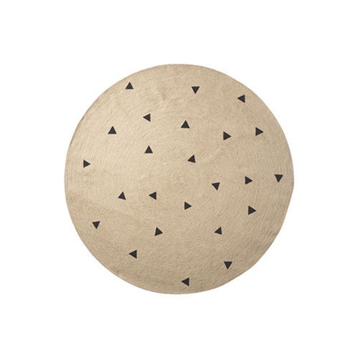 Covor rotund roz din fibre naturale 130 cm Black Triangles Ferm Living