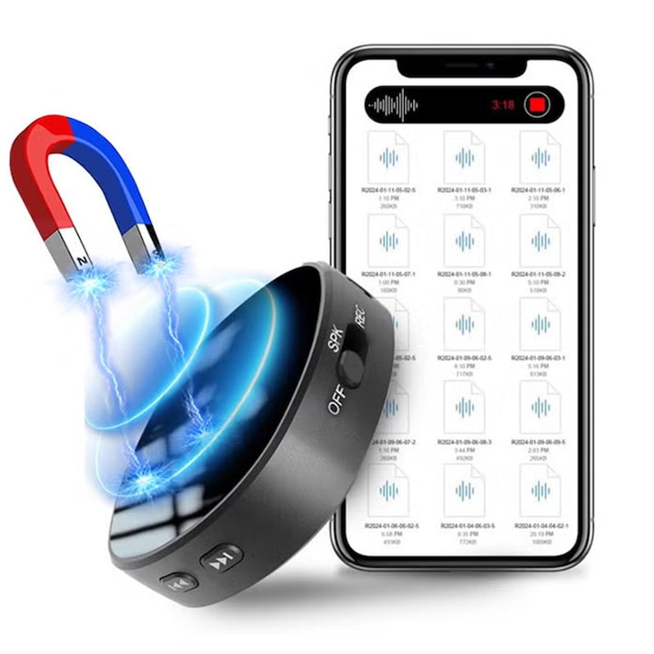 Диктофон 128G, 1600 часа, MP3 записващо устройство, със 70 часа живот на батерията, USB-C, аудио рекордер за работа, лекции, срещи, интервюта, WALALLA