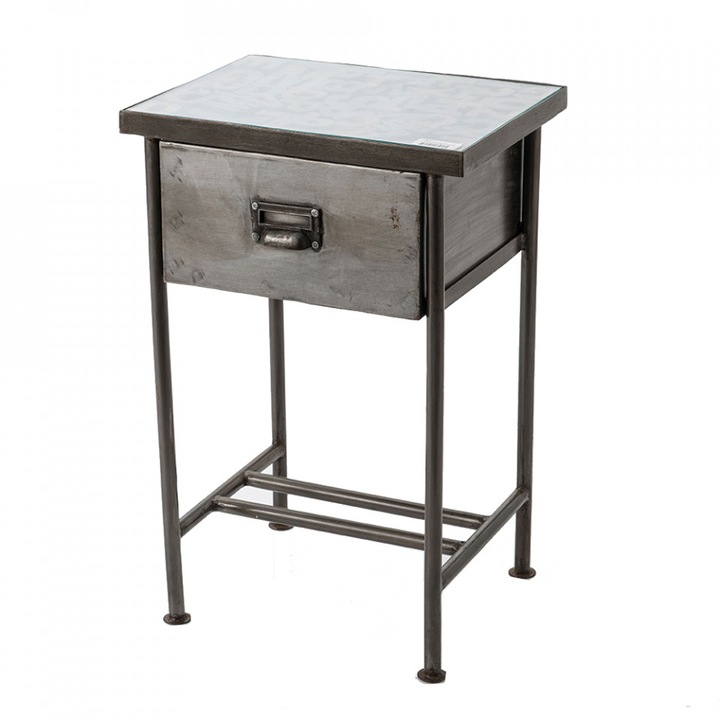 Noptiera gri din metal Tirois Amadeus