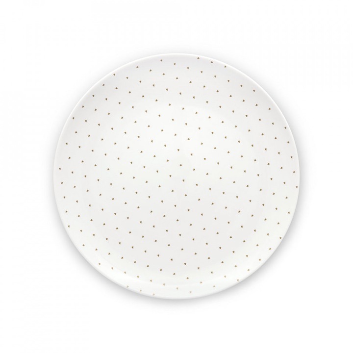 Farfurie adanca alba din ceramica 36 cm Golden Hearts Vtwonen