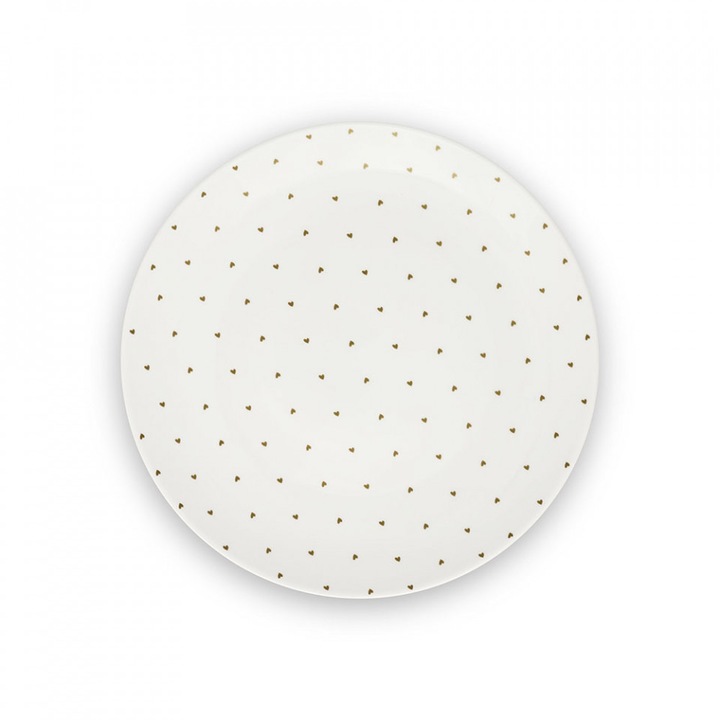 Farfurie adanca alba din ceramica 26 cm Golden Hearts Vtwonen