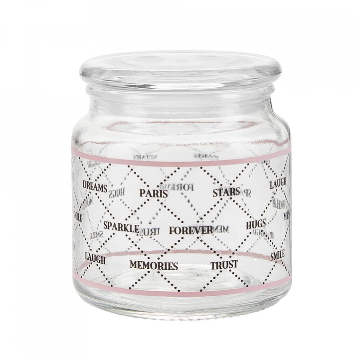 Borcan cu capac transparent din sticla 480 ml Memories Miss Etoile