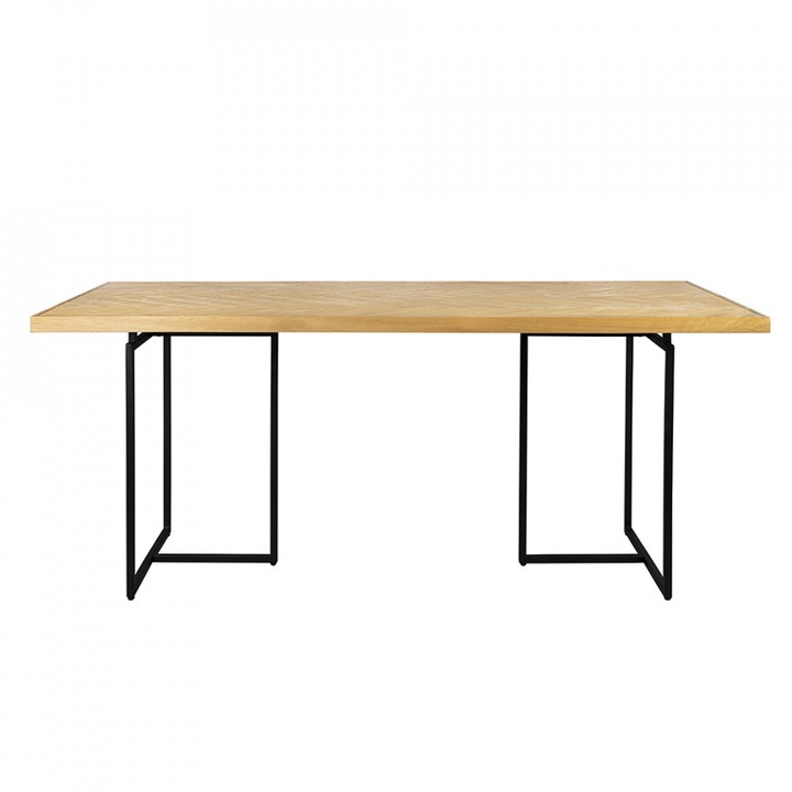 Masa dining maro/neagra din metal 90x180 cm Class Dutchbone