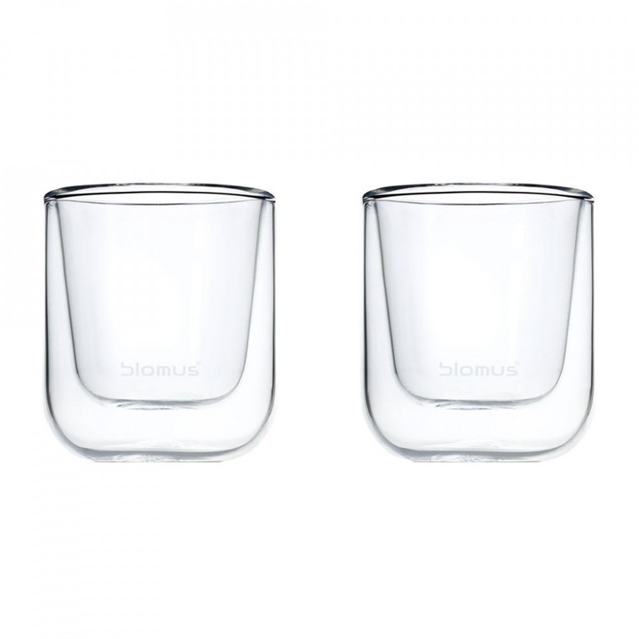 Set 2 pahare transparente din sticla 80 ml Nero Blomus