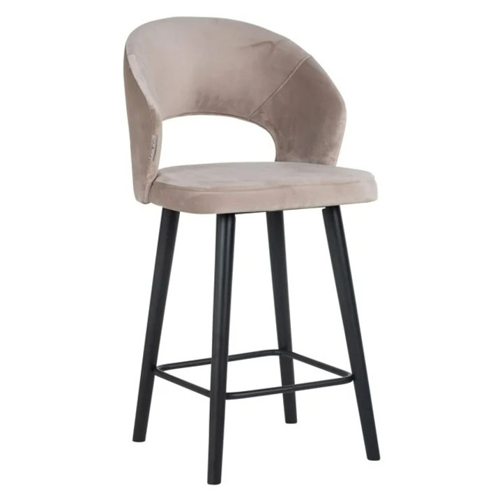 Scaun bar kaki/negru din catifea Savoys Richmond Interiors