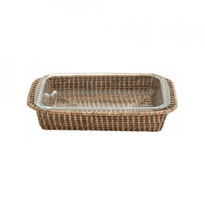 Platou transparent/maro din sticla 19x32 cm Formosa Nordal