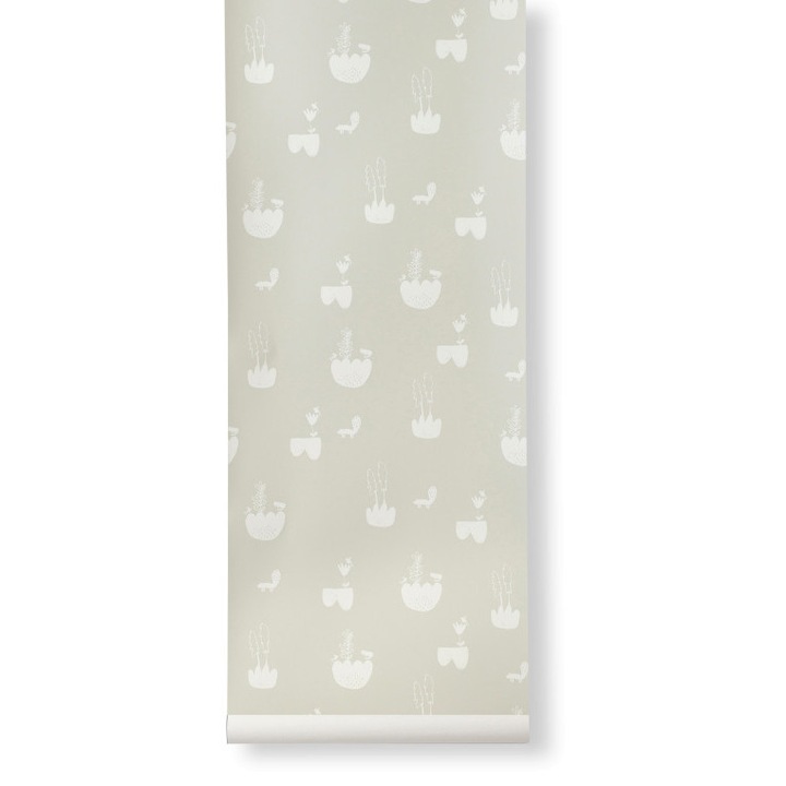 Rola tapet gri din hartie 53x1000 cm Landscape Ferm Living