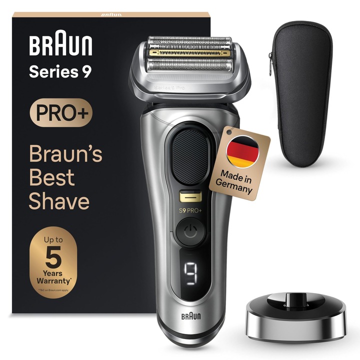 Braun Series 9 Pro+ elektromos borotva, 5 borotva, ezüst, nedves és száraz használatra