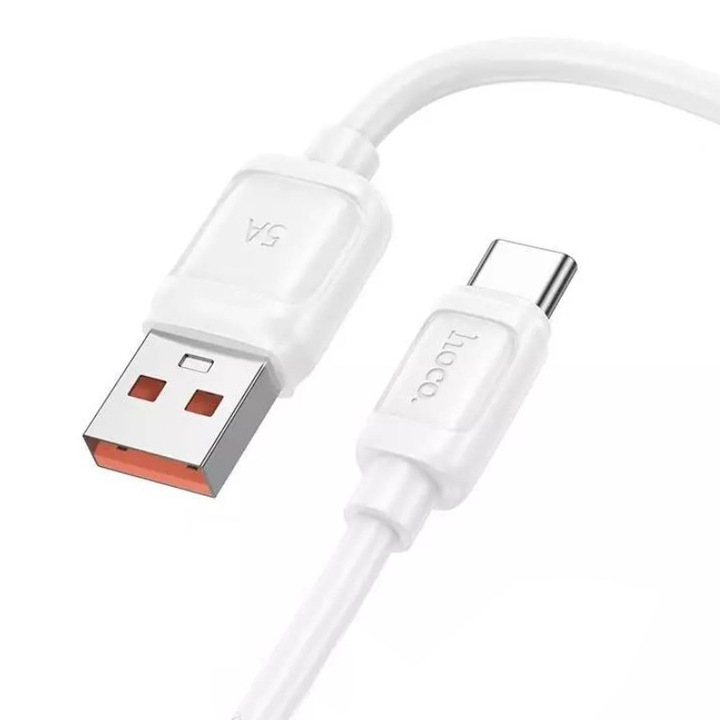 Cablu Date Hoco X115, USB la Type-C, Compatibil iPhone 15/16 si Android, Incarcare rapida 100W, Alb