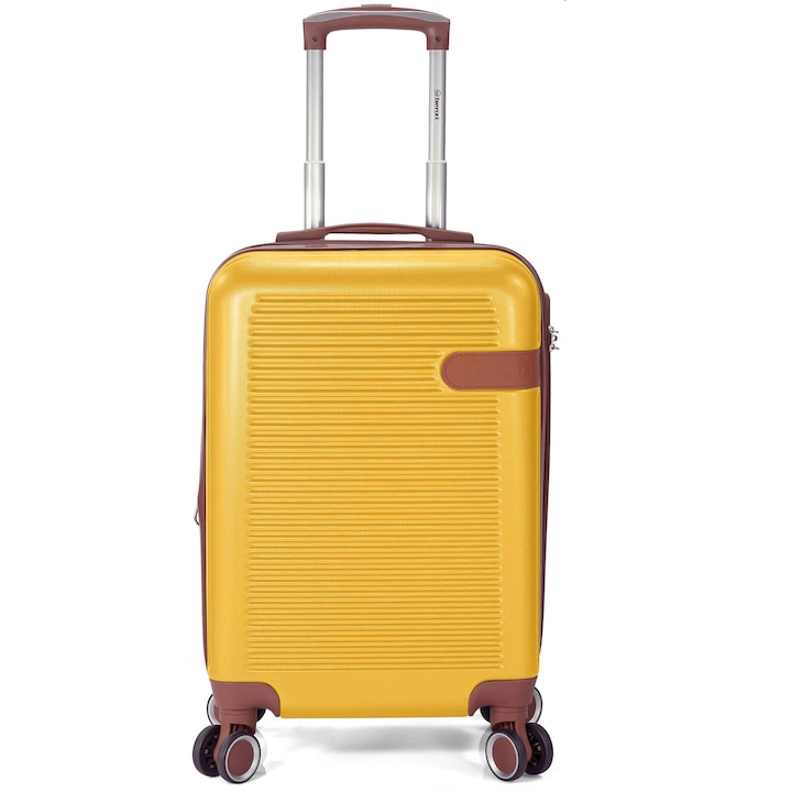 Benzi BZ 5824 kihúzható kabinos gurulós kocsi, ABS, 55x36x22 cm, zár, 4 dupla 360°-os kerék, mustársárga