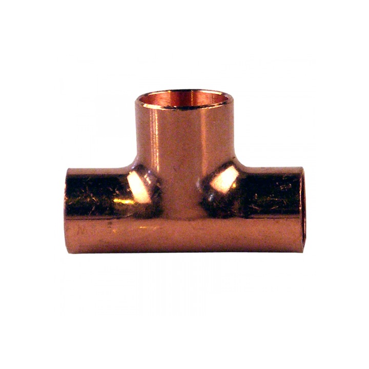 Редуциран меден тройник 22 мм-22 мм-18 мм