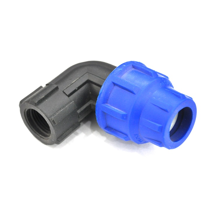 Cot compresiune PE, filet interior, 25 mm x 1/2, 90 grade