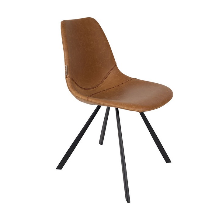 Scaun dining maro din piele ecologica Franky Dutchbone