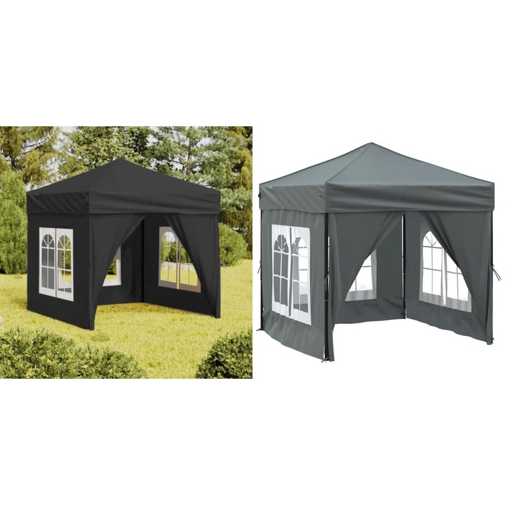 Cort pliabil pentru petrecere, pereti laterali, antracit, 2x2 m