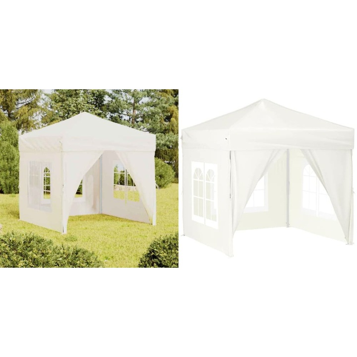 Cort pliabil pentru petrecere, pereti laterali, crem, 2x2 m