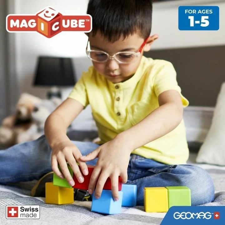 Set de constructie Geomag Magicube Recycled, 40 piese, multicolor
