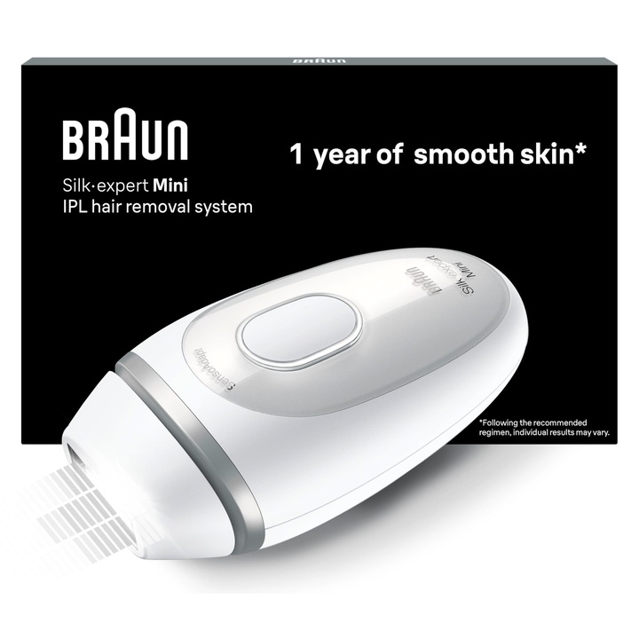 Epilátor IPL Braun Silk Expert Mini, fehér, ezüst, kompakt méret