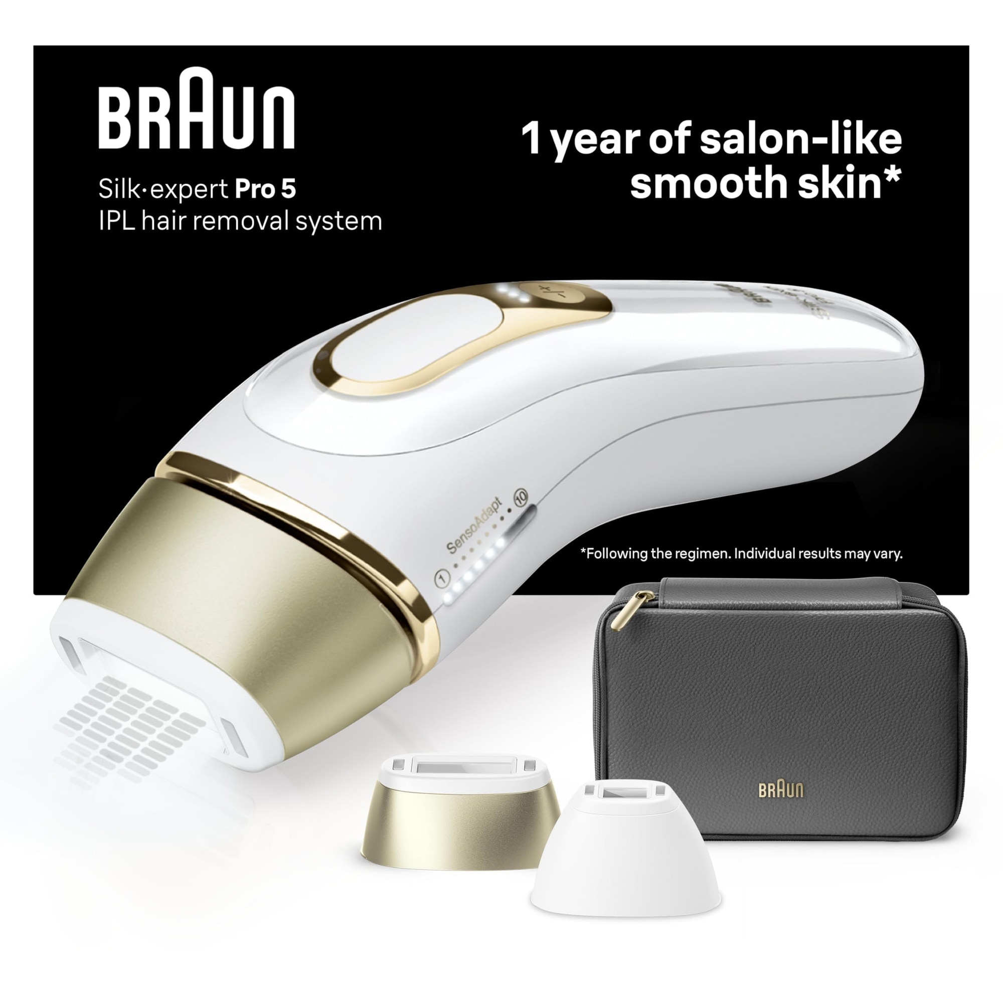 【BRAUN】Silk Expert Pro 5 Epilator IPL Braun Silk Expert Pro 5, alb/auriu, set cu husă și 2
