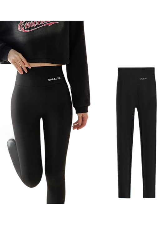 Colanti de fitness cu talie inalta, elastici, respirabili, moi si confortabili, Negru