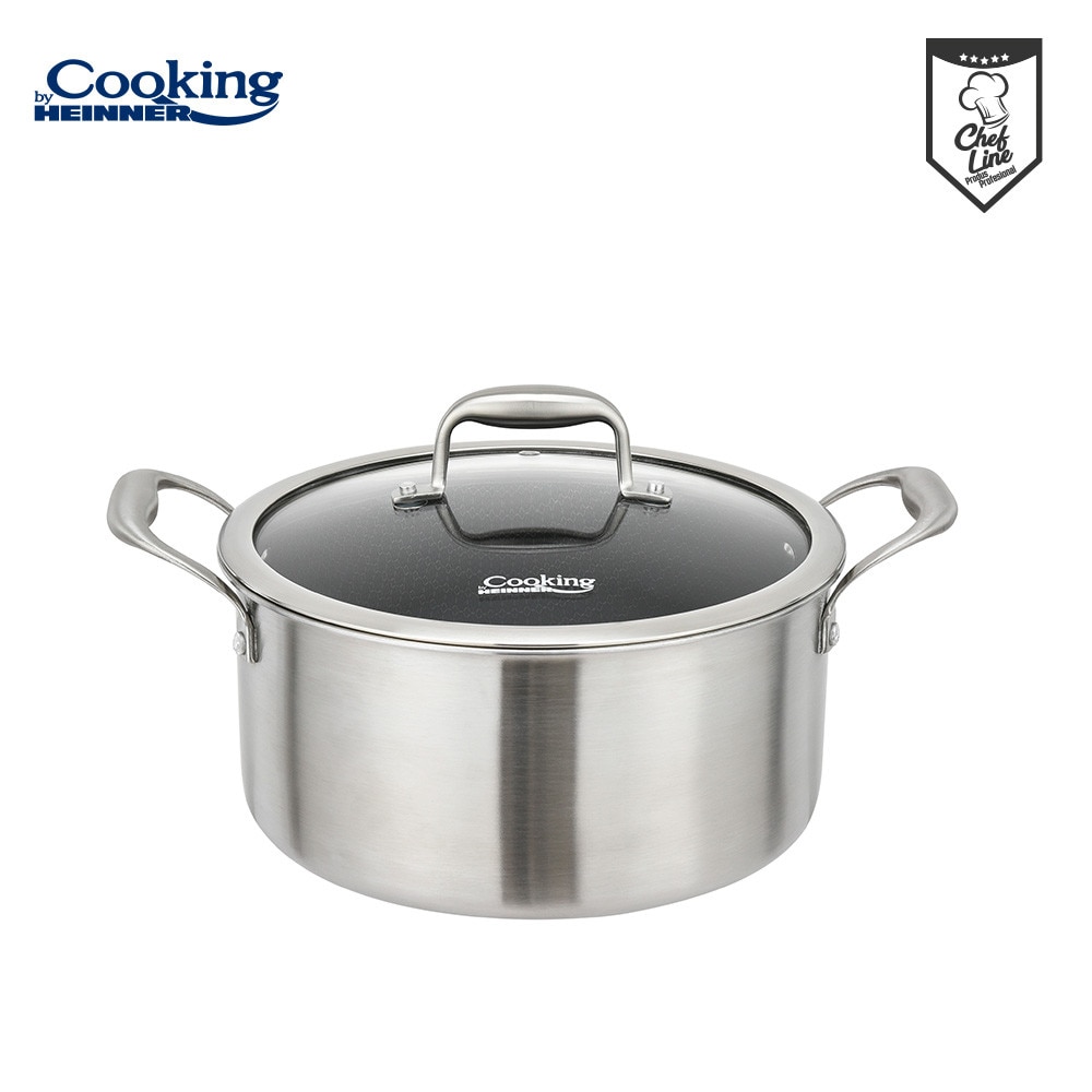 Oala cu capac sticla Cooking by Heinner Titanium, 3 straturi, inox, inductie, 20 x 10 cm, 2.8 L