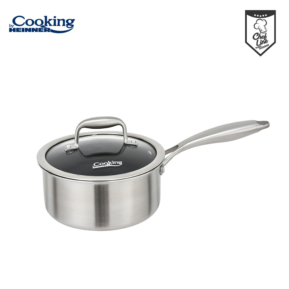 Cratita cu capac sticla Cooking by Heinner Titanium, 3 straturi, inox, inductie, 16 x 8.5 cm, 1.6 L