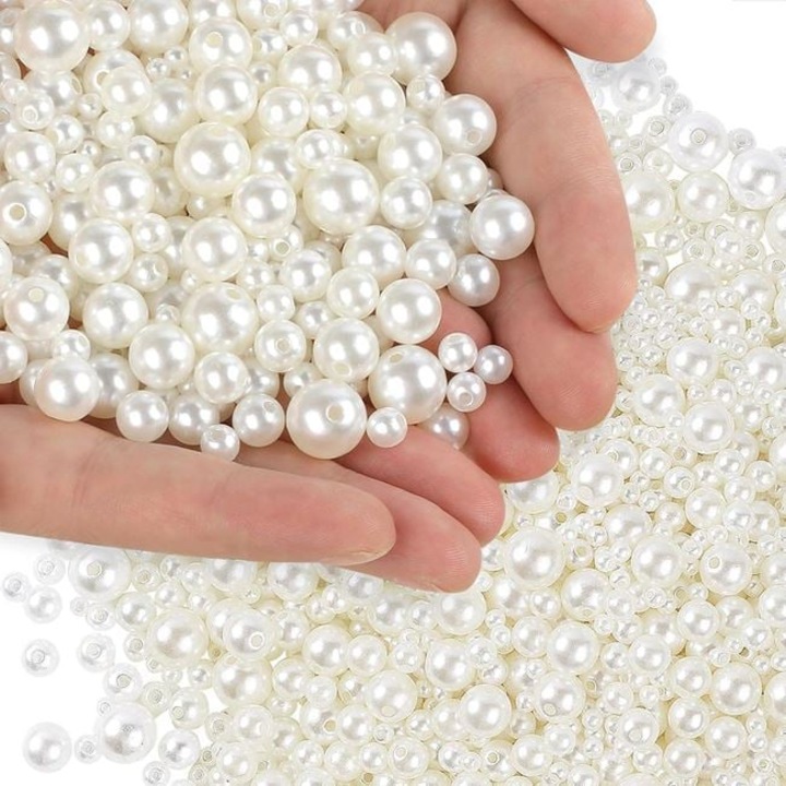 Margele Albe Zanox® in Forma de Perle 4 Marimi pentru Bijuterii, 20g