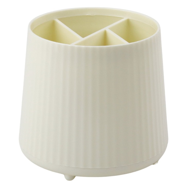 Organizator de articole pentru birou, 5 compartimente, bej, design minimalist, 11,5 x 10,5 cm - LEAN