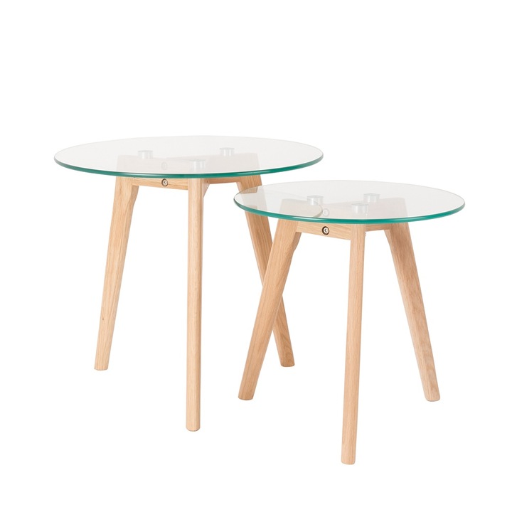 Set 2 mese laterale albe din lemn Bror The Home Collection