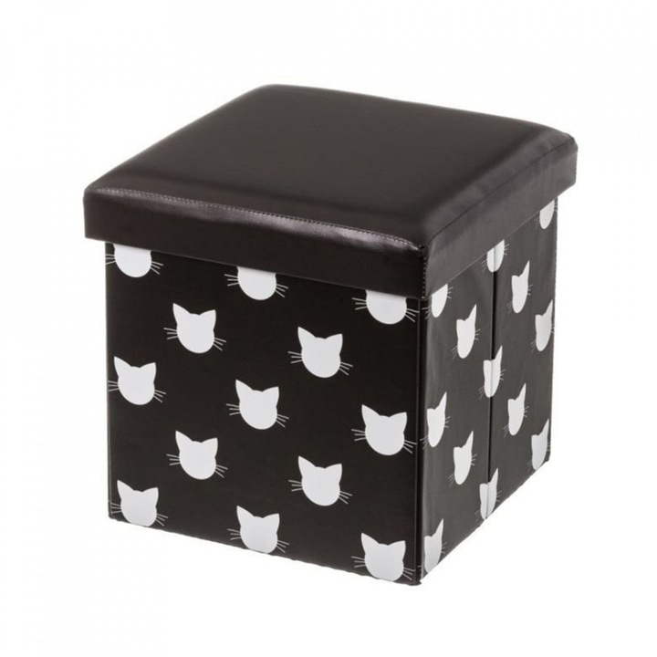 Taburet patrat din piele ecologica 38x38 cm Caty The Home Collection