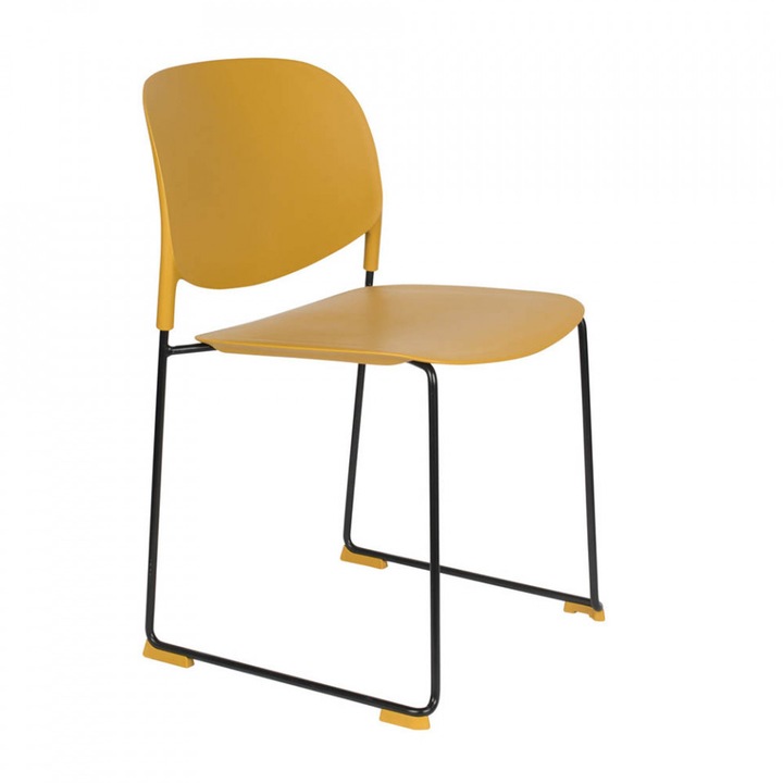 Scaun dining galben/negru din metal Stacks The Home Collection