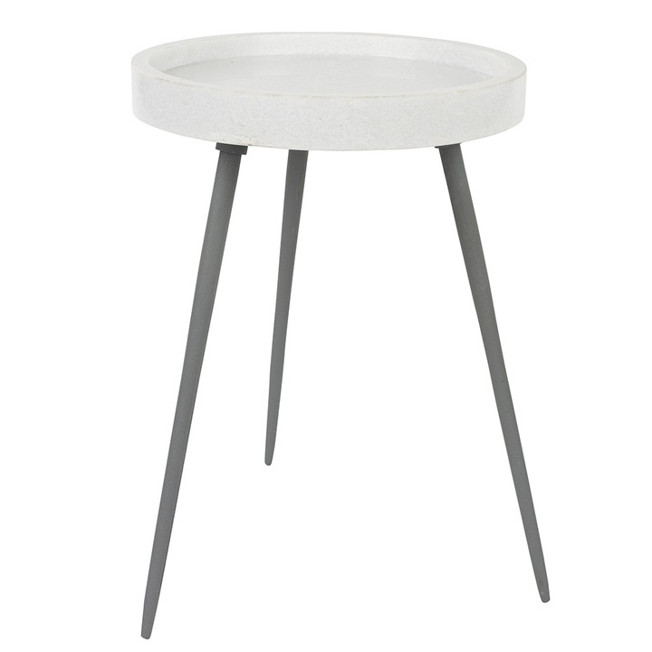 Masa laterala alba din marmura 33 cm Karrara The Home Collection