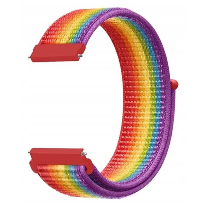 Каишка за смарт часовник Fossil FTW4025 Gen 5, гривна за всички китки, сигурно прилягане, найлон, цвят Rainbow